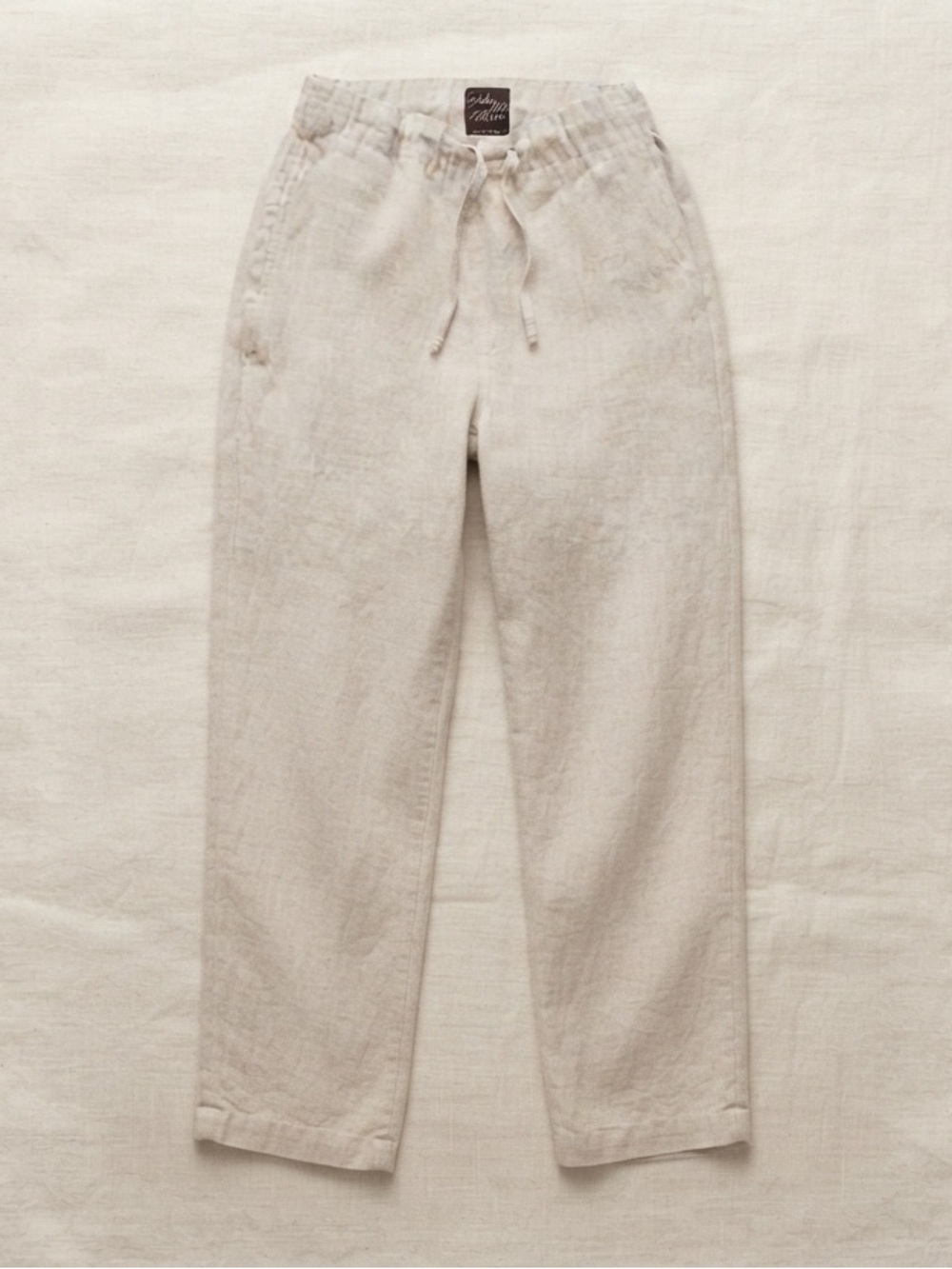 Sake fifth avenue Natural 100% Linen Drawstring Pants L or 34-36 x 30